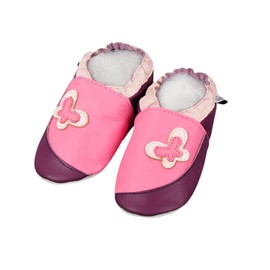Lappade Girls' Leather Slippers Baby Shoes with Leather Sole Size 19-31 (EU) 3-12 (UK). - Bordeaux Red, size: 19/20 EU