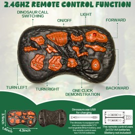 Remote Control Dinosaur for Kids,Robot Dinosaur with Spray & Light & Roar 2.4G Electronic RC Toys Velociraptor Realistic Walking Velociraptor Toys for Kids 3-5 4-7 8-12 Year Old Birthday Gifts (Green)