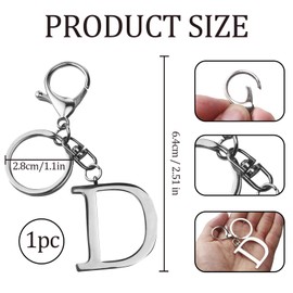 ORUZA Letter Keyring Alphabet Initial Keychain, Metal Letter Key Ring for Women Men Handbag Wallet Purses Alphabet D