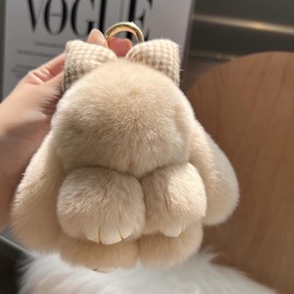 SinfoniaA Plush Keychain, Cute Rabbit Keychain, Rabbit, Fluffy, Cute, Fur Key Holder, Otter Rabbit, Key Ring, Bag Charm, Healing Goods, Small Accessories, Ocha-chan