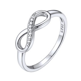 ChicSilver 925 Sterling Silver Ring Cubic Zirconia Cz Infinity Knot Rings for Women Eternity Wedding Band Promise Rings Size 4