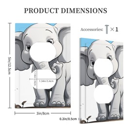 Wall Plate White Elephant Switch Cover Decorative 1 Gang Switch Plate Cover Toggle Outlet Covers Switch Plates Plug Cover for Bedroom Kitchen Living Room Room Decor