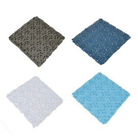 EVIDECO 7216147 Non Skid Bath Shower Mat Square Bubbles 20" x 20", Aqua Blue