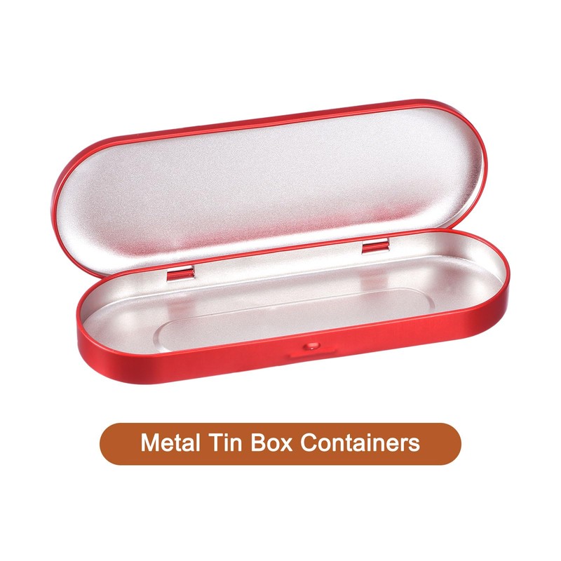 sourcing map 1 Pcs Metal Tin Box Container, 6.9x2.4x0.7 Inch