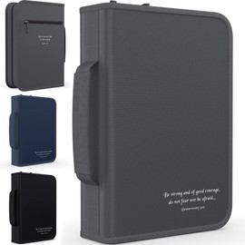 DEHITE Bible Cover Case for Women and Men – Large Size – Fits Book 7 x 10.1 x 1.9 – Pen Slots – Zippered Pocket – Premium Fabric – Grey Christian Gift