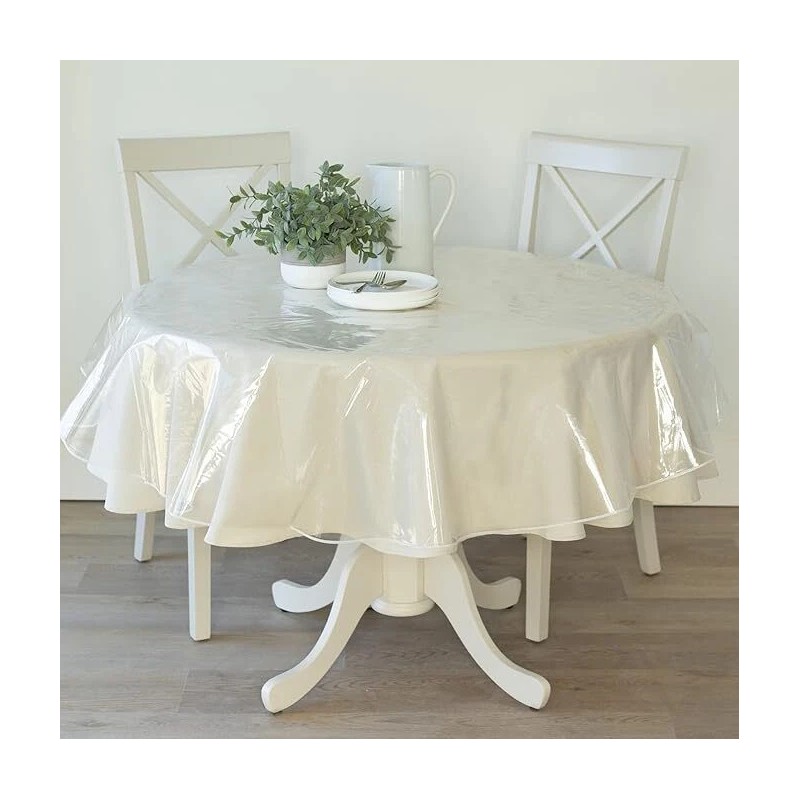 R L Plastic Tablecloth Protector Crystal Clear Vinyl (70" Round)