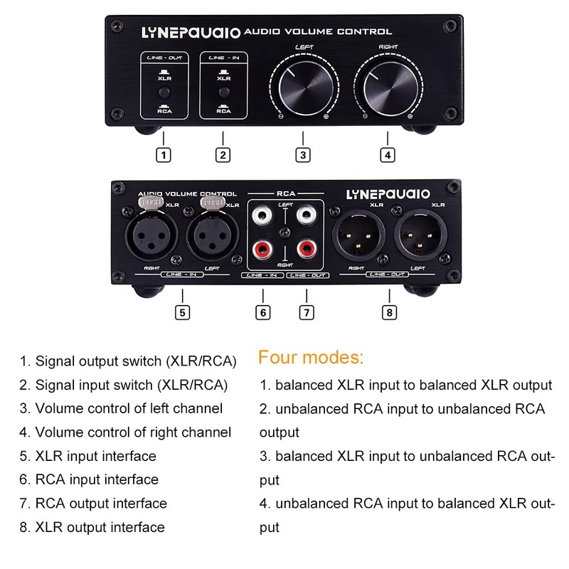 QIUNI Passive Volume Controller with Fully-Balanced & Single-Ended Mode XLR