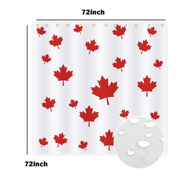 Maples Shower Curtain,72×72 Inch Canada Maple Flag Shower Curtains,1.8×1.8 Meters