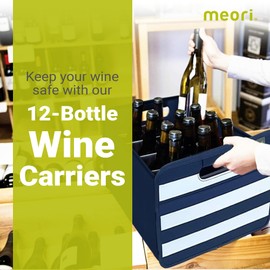 meori Foldable 12 Bottle Wine Carrier Marine Blue Stripes Carry Glassware Liquor Storage Bottle Shopping Travel Cocktails RV, B100792