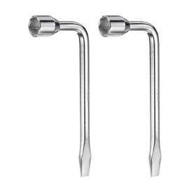 HARFINGTON 2pcs Car Spare Tire Lug Wrench 24mm Carbon Steel l Type Slotted End Hexagon Socket Wrench L-Shaped Tire Repair Tool for Automobile Repair