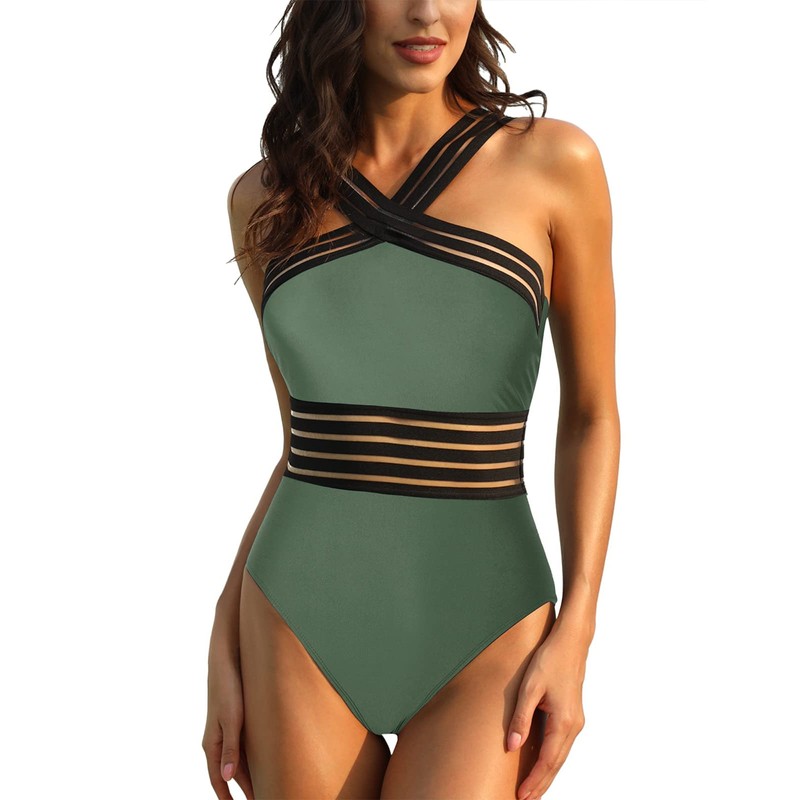 Mycoco Traje de baño de una Pieza con Cuello Alto