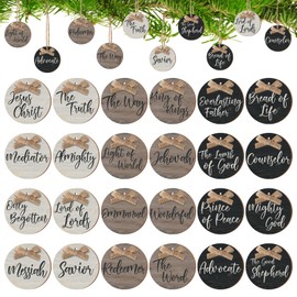 24 Names of Jesus Ornaments Christmas Jesus Ornament Christian Wood Christmas Tree Ornaments Farmhouse Christmas Decor Rustic Christmas Ornaments Christmas Decorations Rustic Home Decor