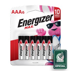 Energizer - Pilas AAA, MAX, 1.5V, Paquete de 6 | Vida útil hasta 10 años sin uso, para controles remotos, linternas y relojes, diseño anti-fugas