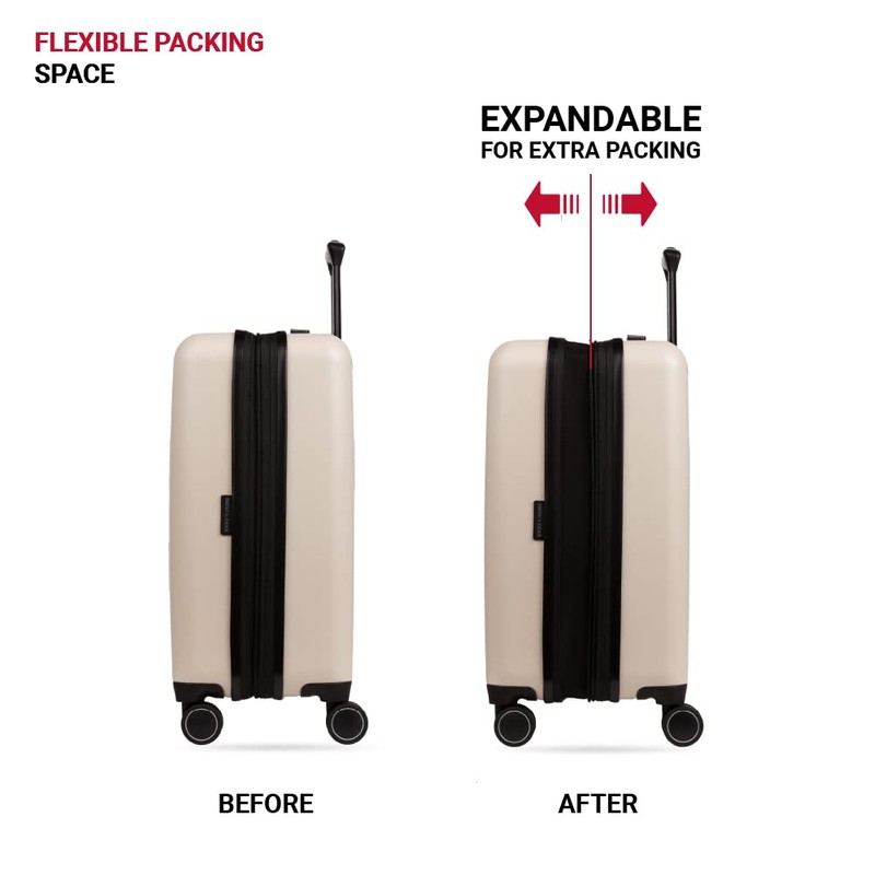 SwissGear 8020 Eclipse Hardside Expandable Luggage with Spinner Wheels, Cream,