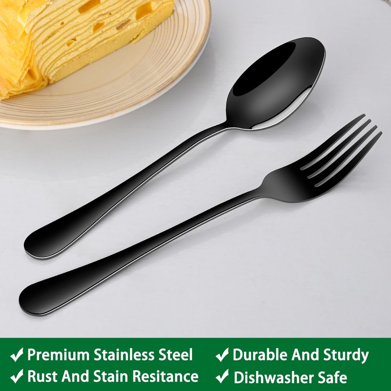 Black Soup Sooon,8 PCs 7.3 Inch Dinner Spoons,PVD Black Stainless