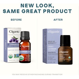 Cliganic USDA Organic Lavender Essential Oil - 100% Pure Natural Undiluted, for Aromatherapy Diffuser | Non-GMO Verified (Packaging May Vary)