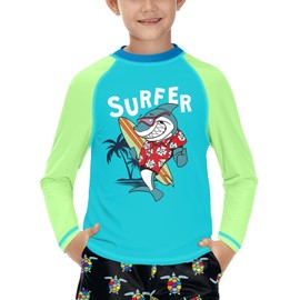 BesserBay Children's UV Shirt Long Sleeves Rash Guard Quick-Drying UV Swimming Shirt for Boys 110-160, surfer blue