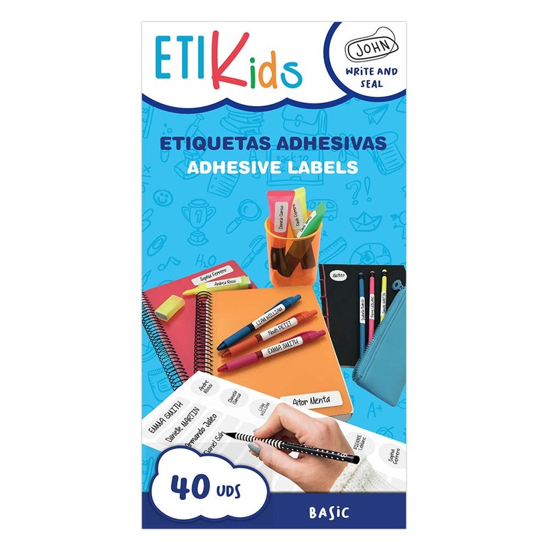 ETIKIDS 40 Personalisierbare Kleidungsetiketten für Kindergarten und Schule. (Farbe)