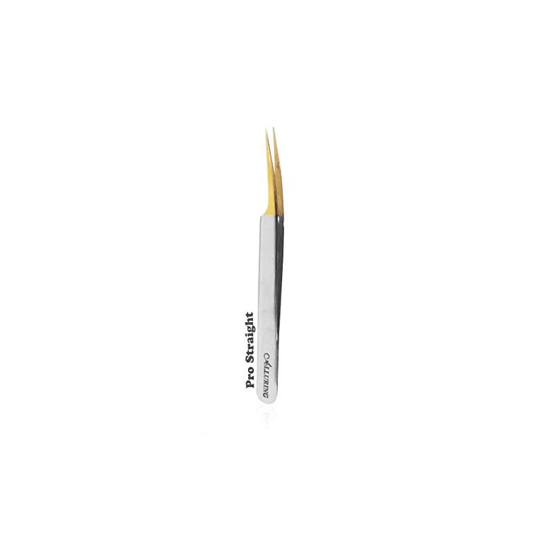 Alluring Chrome with Gold Tip Tweezers for Eyelash Extension -