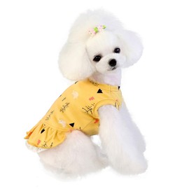 Wolyepor Cute Cartoon Princess Dog Dress Puppy Tutu Skirt Vest Apparel for Birthday (Small, Yellow)