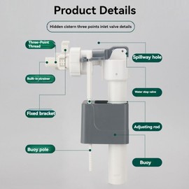 Rensimote In-Wall Water Tank Inlet Valve, White, Plastic, Globe Valve, G1/2inch, Bathroom Accessory
