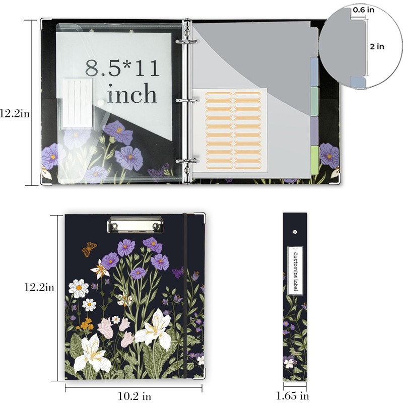 BVSSX 3 Ring Binder 1 Inch, Three Ring Binders Organizer