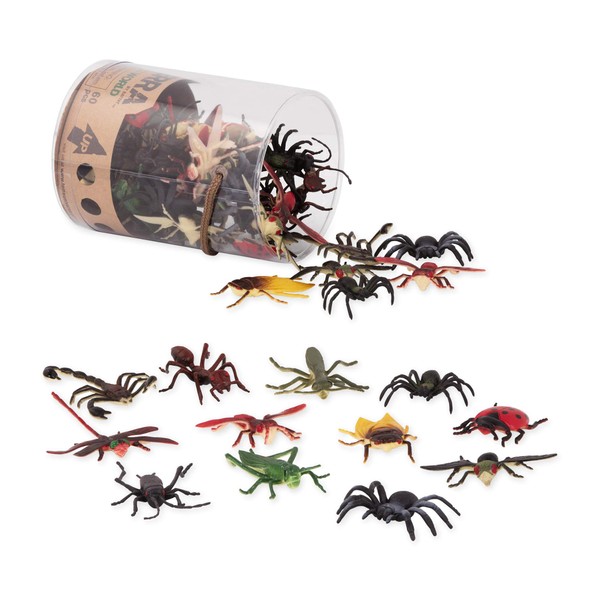 Terra by Battat – 60 Pcs Mini Insect Toys – Realistic Plastic Bug Figures – Spider, Scorpion, Ladybug, Caterpillar, Ants & More – Collectible Animal Tube for Kids and Toddlers 3 Years +