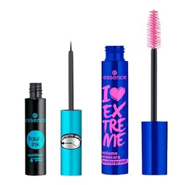 essence - Pack 2 en 1 Máscara de Pestañas I Love Extreme Waterproof 12 ml  Delineador Líquido Liquid Ink Waterproof 3 ml, Volumen Extremo y
