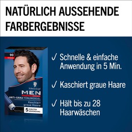 Schwarzkopf Men Perfect Anti-Grau Tönungs-Gel 90 Schwarz (80 ml), Haarfarbe für Männer blendet graue Haare aus, Anti-Grau Tönung für ein natürlich aussehendes Ergebnis
