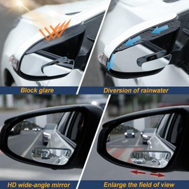 Blind Spot Mirrors, Side Rear View Mirror Rain Visor Guard, Reversing Auxiliary Round Convex Blind Area Mirror, Wide Angle Adjustable for Car SUV and Trucks (Split type - A)