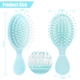 NICEMOVIC Mini Wet Hair Brush 2 Pack, Bridesmaid Gifts Party Favors Stocking Stuffer, Travel Hair Brush for Kids Baby Toddler Women Girls, Small Travel Size Mini HairBrush for Purse Essentials (Blue)