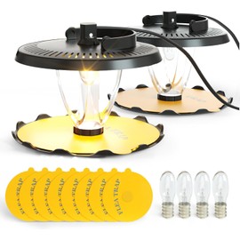 Flea Trap for Inside Your Home Indoor Electric Flea Light Catcher and Killer for House 2 Pack with 8 Sticky Pads Refills and 4 Replacement Lightbulbs