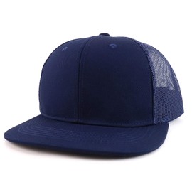 Trendy Apparel Shop Gorra de béisbol de malla plana de tamaño grande 2XL en blanco, Azul marino/flor y brillo, Talla única