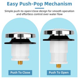 Drain Stopper Compatible with Kohler Bath Tub - 1068204 Pop Up Cartridge Assembly Drain Plug Replacement Parts for Kohler K-7272, K-7271, K-7259 & K-7265 Bathtub Drain