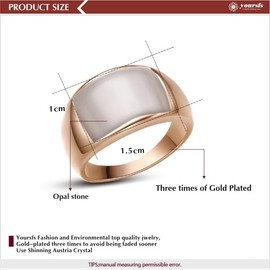 Yoursfs White Zircon Gold Ring for Women Large Round Rose Gold Rings Stainless Steel Ring for Dainty Jewelry