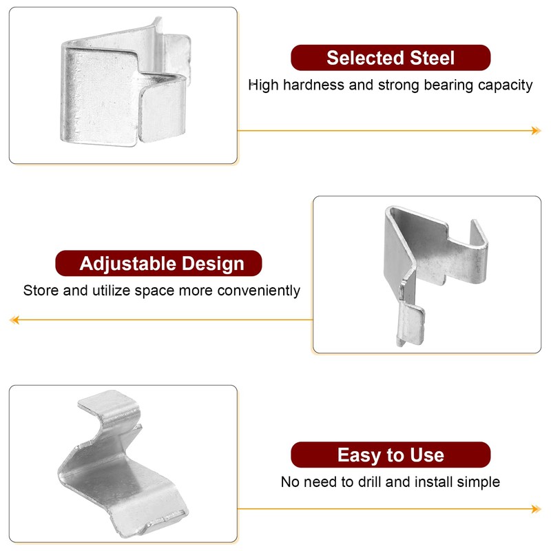 sourcing map 32pcs Cabinet Shelf Clips Steel Adjustable Shelf Bracket