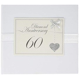 White Cotton Cards 60th Anniversary Sparkling Love Heart Guest Book (LLA60G)