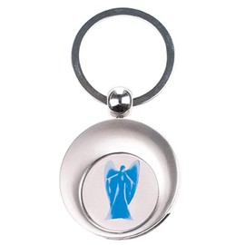 Fritz Cox Angel Key Ring with Shopping Chip - A Practical Guardian Angel on Key Ring for the Next Shopping and on the Go, blue