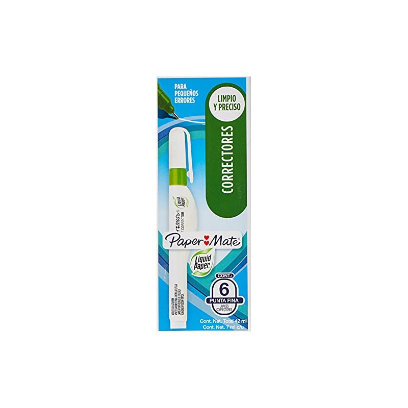 Paper Mate Liquid Paper Pluma Correctora, caja de 6