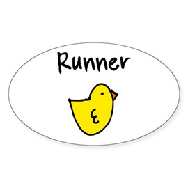 CafePress Runner Chick Oval Car Bumper Sticker