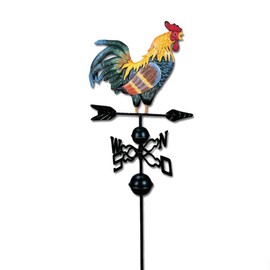 Hearthrousy 3D Weathercock Design Rooster Retro Weather Vane Copper with Holder Cast Iron Wind Direction Indicator Wind Chime Weather Vane for Roof Decorative Figure Rooster Patio Yard Ornament