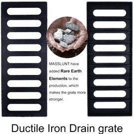 MASSLUNT Cast Iron Drain Grate, 20x8 Outdoor Drain Cover, B Class Sewer Grate, Durable Heavy Duty Channel Grate, Black Rectangle Drainage Grate for Driveway, Concrete, Yard, Garage (19.7x7.9)