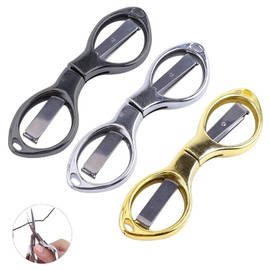 RICHDMI Pack of 3 scissors, stainless steel scissors, folding scissors, eyeglass shaped mini scissors, for travel, school, office, crafts, home, camping scissors (3 colours)