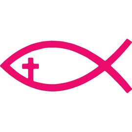 Transparent Decal Stickers of Religion Fish Christian Cross (Pink) Premium Waterproof Vinyl Decal Stickers for Laptop Phone Accessory Helmet Car Window Mug Tuber Cup Door Wall D ANDSKUS036044PI080322