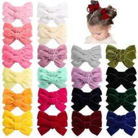 vobobe 40Pcs 3.5Inch Hair Bows for Toddler Girls, Velvet Neutral Bows