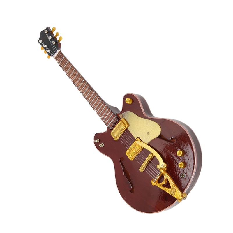 Red and Gold Miniature Electric Guitar Replica with Stand and