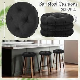 Marsui 4 Pieces Soft Stool Covers Round Bar Stool Cushions with Elastic Band Padded Seat Covers Nonslip Round Seat Cushions for Chairs Slipcovers(12 Inch,Black)