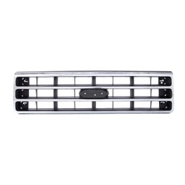 Perfit Liner New Replacement Parts Front CHROME GRAY Grille Grill With emblem provision Compatible With 1989-1991 Ford F-350 F-150 Bronco F-250 E9TZ8200A FO1200141