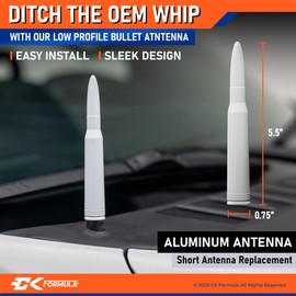 Pure White Antenna for Truck & Car, F150 Bronco RAM 1500 Tundra Tacoma Wrangler Gladiator, Car Antenna Replacement, Antena para Carro, Truck Accessories, 5.5" Short