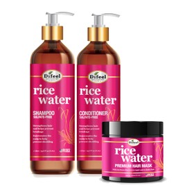 Difeel Set De 3 Champús, Acondicionadores Y Mascarillas Capilares Rice Water Hair Care: Incluye Champú De 950 Ml, Acondicionador De 950 Ml Y Mascarilla Capilar De 355 Ml.